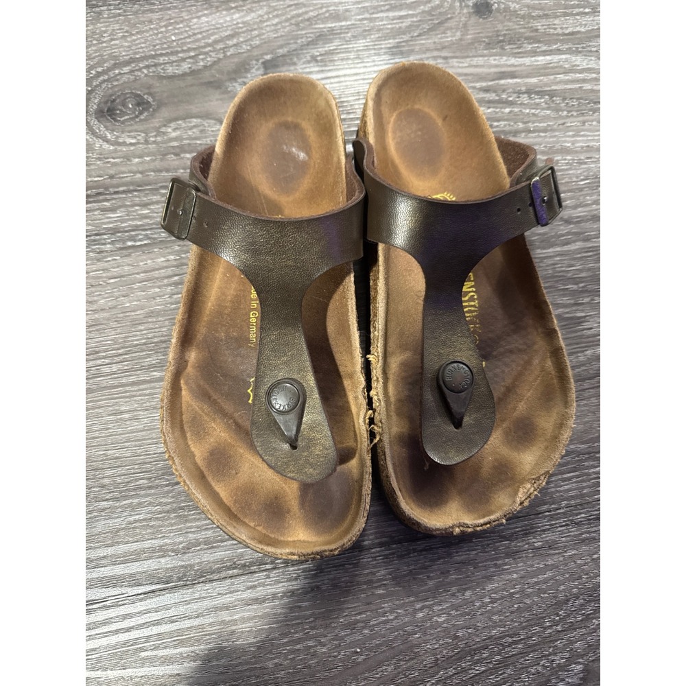 Birkenstock Gizeh Metallic Bronze Brown Thong Sandals Womens 36 L5 Comfort Shoes